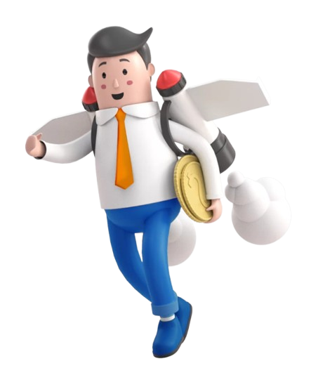 Hombre en un avión de papel